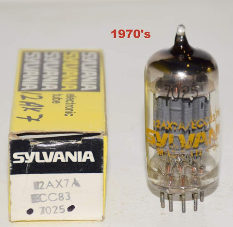 (!!!) (Best Single) 7025 Sylvania NOS 1970's (Gm=2200/2300 and 1.4/1.5ma)