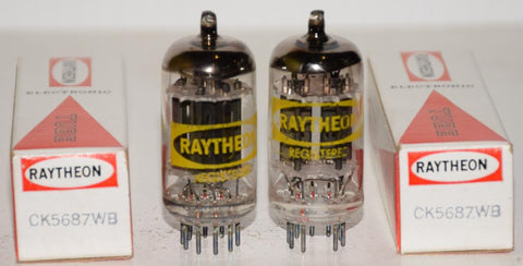 (!!!) (Best Raytheon Pair #3) CK-5687WB Raytheon black plates NOS 1970's (Audio Note, Manley, Modwright) (35/37ma and 35.5/38ma) 1-3% matched (Highest Gm) (Manley, Modwright, Audio Note)