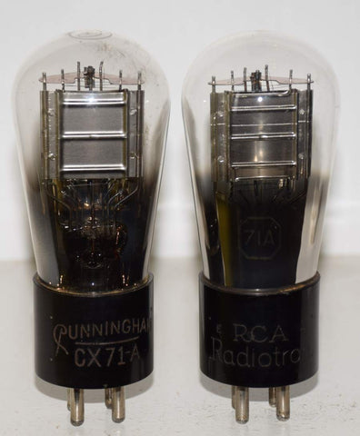 (!!) (Good Value Pair) CX-71A and 71A RCA/Cunningham Balloon used/good 1930 era (21ma and 18.5ma) (same Gm)