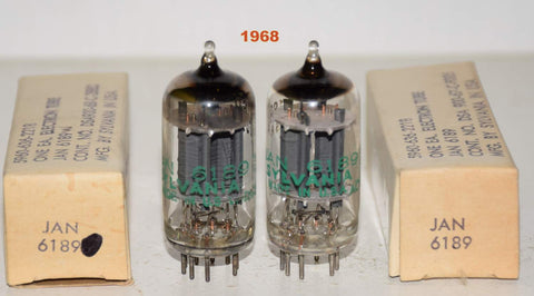 (!!!!) (Best Pair 1968) JAN-6189 Sylvania NOS 1968 (9.2/9.8ma and 9.8/9.5ma) 1-3% matched (same Gm)