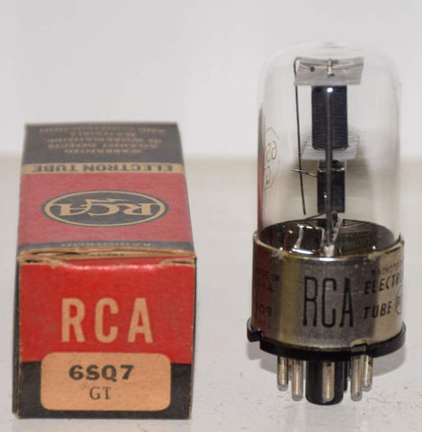 (BEST SINGLE) 6SQ7GT RCA NOS 1951 - 1 small stress crack in metal base (1.1ma and Gm=1300)