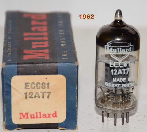 (!!!!) (Best Single 1962) ECC81=12AT7 Mullard BVA UK NOS copper grid posts 1962 (11.2/12.6ma)