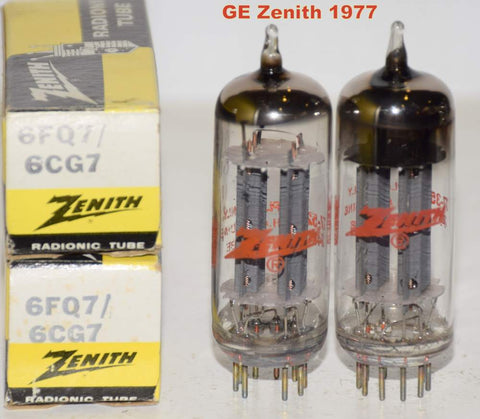 (!!!!) (Recommended GE Pair) 6FQ7 Zenith by GE NOS 1977 1-3% matched (7.0/7.6m and 6.8/7.5ma)