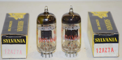 (!!!) (Best Sylvania Pair) 12AZ7A Sylvania black plates NOS 1960's (14.2/14.6ma and 12.6/12.8ma)