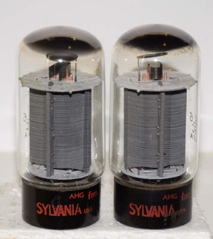 (!) (BEST VALUE PAIR) 6L6GC Sylvania gray plate used/tests like new 1960's same date codes (66ma and 72ma) (close Gm)
