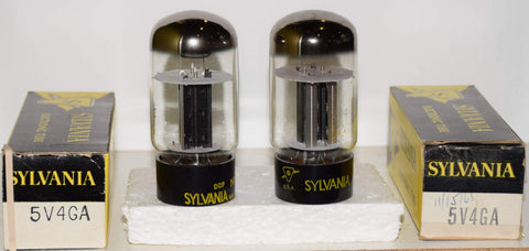 (!!!) (BEST PAIR) 5V4GA Sylvania NOS 1960's (55-55/40 and 54-55/40)