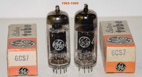 (!!) (Recommended Pair) 6CS7 GE Canada NOS black plates 1965-1969 (18/11.2ma and 20/9.6ma) (close Gm)