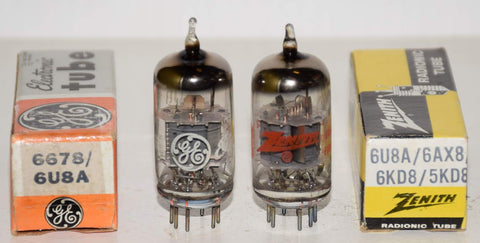 (!!!!) (3rd Best Pair) 6U8A GE NOS 1974-1977 (15.0/10ma and 16.5/10.4ma)