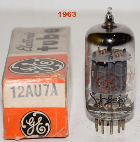 (!!!!) (SINGLE) 12AU7A GE NOS 1963 copper grid posts (8.9/10.2ma)