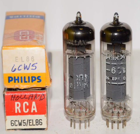 (!!!) (Recommended Pair) EL86=6CW5 RCA and Philips Holland NOS 1967-1969 (64ma)