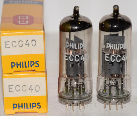 (!!) (Best Pair #2) ECC40 Philips NOS made by La Radiotechnique, Chartres/France 1969 (7.1/6.3ma and 7.2/6.1ma)