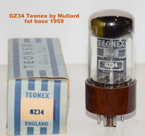 (!!!!!) (Best GZ34) GZ34 Teonex by Mullard UK fat brown base 1959 (58/40 and 58/40) (f31 series) (similar to metal base)