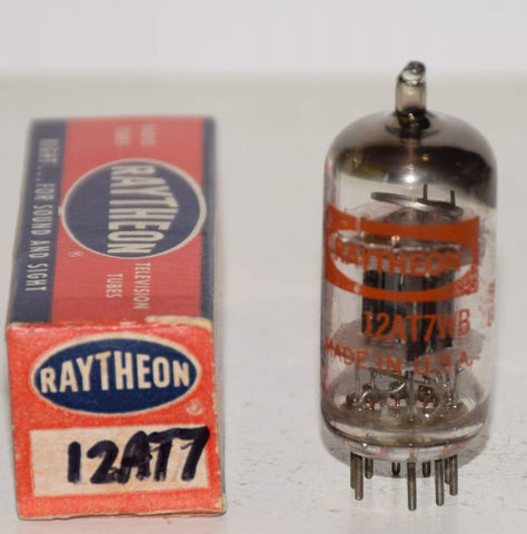 (!!!) 12AT7WB Raytheon NOS black plates triple mica used/good 1960's (7.8/8.4ma)