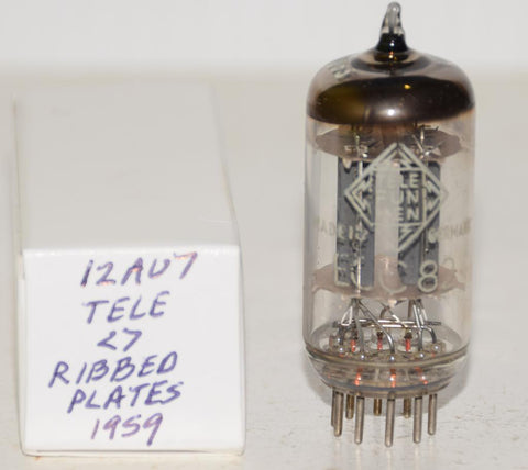 (!!!) (Single) 12AU7=ECC82 Telefunken Germany <> bottom ribbed plates like new 1959 (9.6ma/11.8ma)