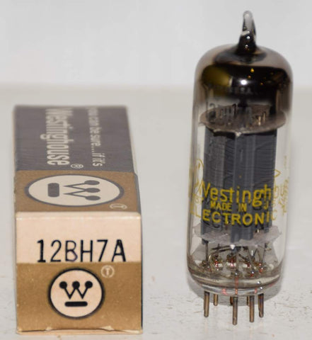 (!!) 12BH7A Westinghouse ribbed plates NOS 1963 (9.0/10.8ma)