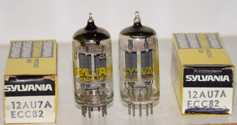 (!!) (Best Value Pair) 12AU7A Sylvania NOS 1960's - 1970's (10.6/9.2ma and 9.6/10ma)
