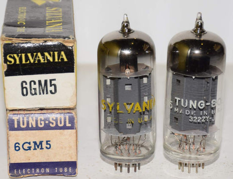 (!!) (Recommended Pair) 6GM5 Sylvania rebranded Tungsol and Sylvania NOS 1960 era (59ma and 60ma)