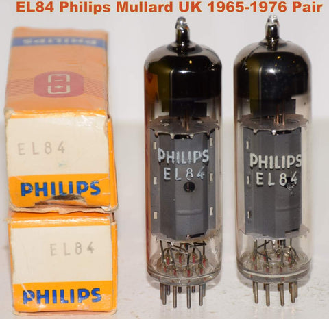 (!!!!) (Best Mullard Pair #3) EL84 Philips Mullard UK NOS 1965-1976 (43ma and 46ma)