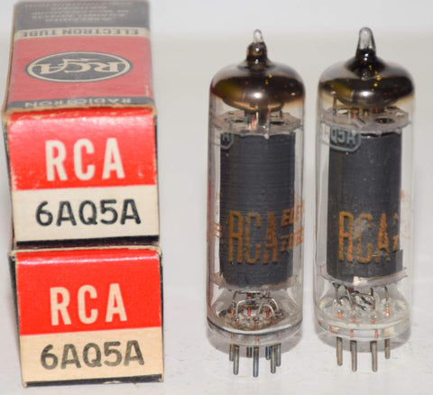(!!) (Good Value Pair) 6AQ5A RCA low hours/like new 1960's (40ma and 42ma)