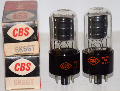 (!!!) (Best Pair) 6K6GT CBS black plate NOS 1960 era (48.5ma and 50ma)