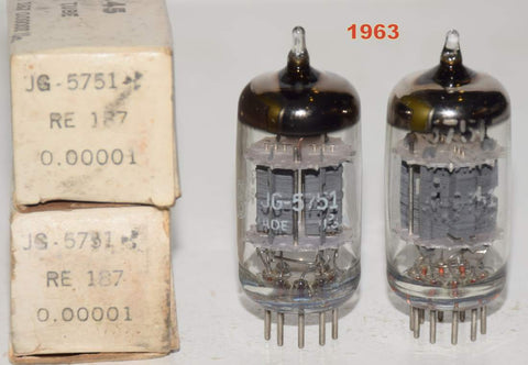 (!!!) (Recommended Pair 1963) JG-5751 GE double mica gray plates NOS 1963 (2.0/1.9ma and 1.9/1.8ma) (same Gm)