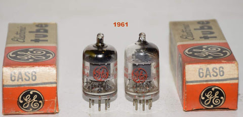 (PAIR) 6AS6 GE gray plate NOS 1961 (4.3ma and 4.5ma)