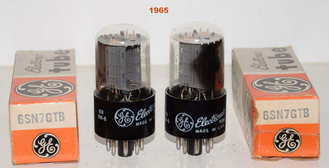 (!!!!!) (Best Pair #1) 6SN7GTB GE NOS 1965 same date codes (7.8/7.6ma and 8.6/8.0ma) (Schiit Freya, Rogue)