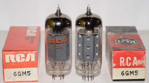 (!) (PAIR) 6GM5 Sylvania branded RCA NOS (52ma and 52ma)