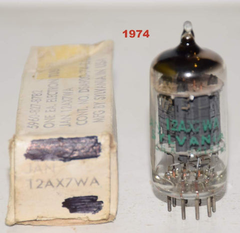 (!!) (Recommended Single) JAN-12AX7WA Sylvania NOS 1974 (Gm=2100/2300 and 1.7/1.9ma)