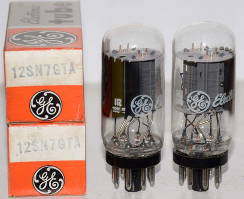 (!!!!) (Best Pair) 12SN7GTA GE coin-base side getter NOS 1980 (8.4/8.0ma and 8.2/8.4ma) 1-2% matched