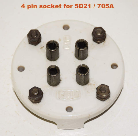 4 Pin CERAMIC CHASSIS SOCKET for 5D21 / 705A / 715A/B like new (1 in stock)