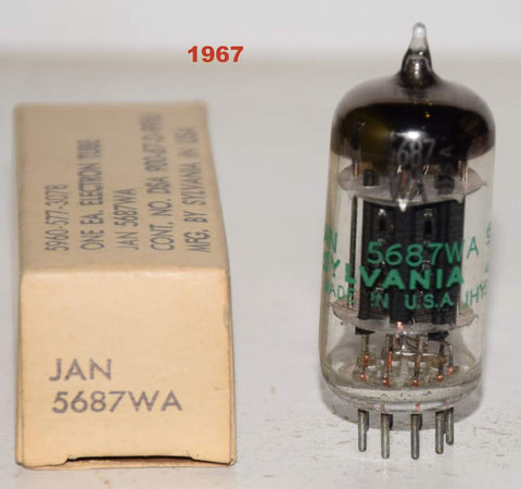 (!!!!) (Best Single) JAN-5687WA Sylvania NOS 1967 (38/39ma) (Highest Ma and Gm)