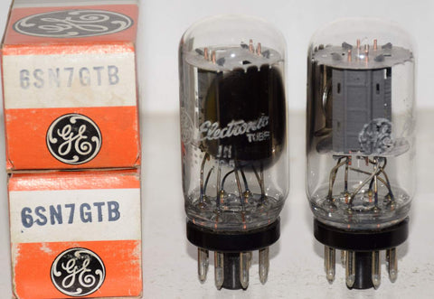 (!!!!!) (BEST VALUE PAIR #3) 6SN7GTB GE coin-base NOS 1979 same date codes (8.4/8.2ma and 7.4/7.4ma) (Schiit Freya, Rogue)