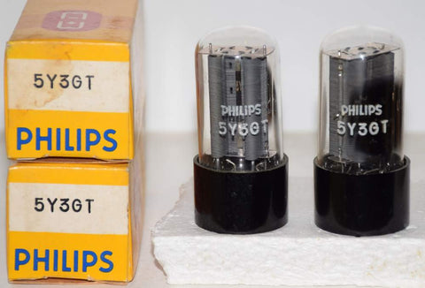 (!!!) (Best Pair for the money) 5Y3GT Philips Holland NOS 1960's (58-63/40 and 58-64/40)