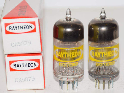 (!!) (Recommended Pair) 5879 RCA branded Raytheon NOS 1960's (2.2ma and 2.4ma)