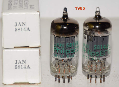 (!!!!) (Best Pair #2) 5814A Philips JAN NOS 1985 (10.5/8.2ma and 10/8.3ma) (close Gm)