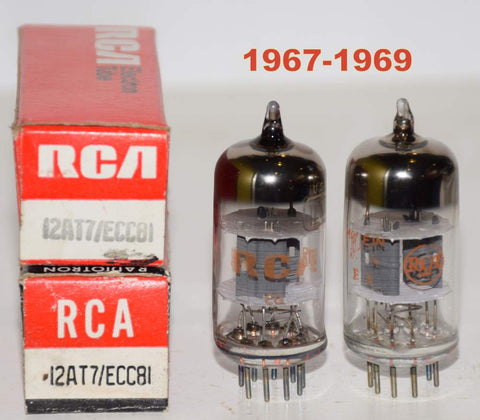 (!!!) (Recommended Pair) 12AT7 RCA gray plates NOS 1960's (7.2/8.0ma and 8.0/8.2ma)