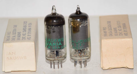(!!) (Best Pair #1) JHS-6AU6WB Sylvania NOS 1963-1968 (7.2ma and 7.2ma)