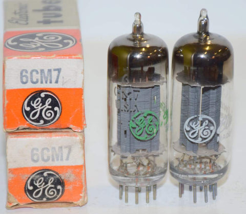 (!!) (BEST PAIR) 6CM7 GE NOS 1960's (5.7/5.9ma and 21.2/21.6ma)