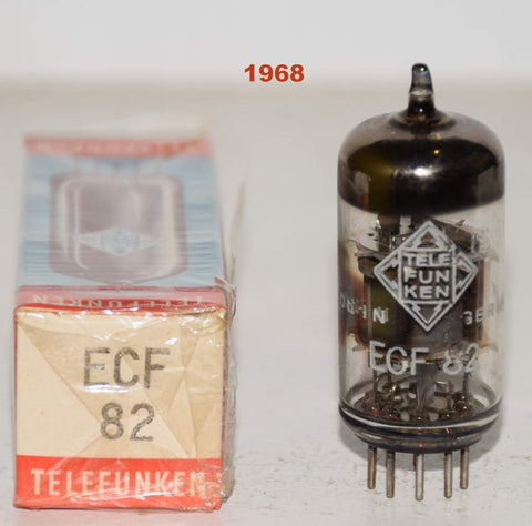 (!!) ECF82=6U8 Telefunken Germany <> bottom NOS 1968 (12.8ma triode and 8.2ma pentode)