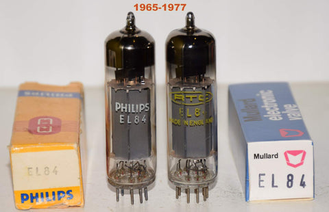 (!!!) (Best Pair #4) EL84 Mullard UK branded RTC England NOS 1965-1977 (40.4ma and 40.2ma)
