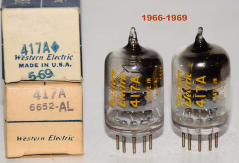 (!!!!) (Best Pair 1960's) 417A Western Electric NOS 1966-1969 (28ma and 29.2ma)