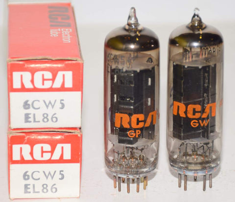 (!!!) (Good Value Pair) EL86=6CW5 Sylvania branded RCA 1970's (62ma/67.5ma)