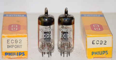 (!!!!) (Best Pair #2) EC92=6AB4 Siemens Halske NOS branded Philips 1967 (9ma and 9ma)