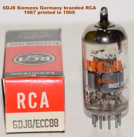 (!!!) (Siemens Single) 6DJ8 Siemens Halske Germany branded RCA NOS 1967 printed in 1969 (14.2/14.5ma)