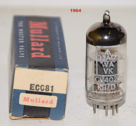 (!!!) (Best Mullard Single) 12AT7WA=CV4024=M8162 Mullard UK NOS 1964 (14/10ma)