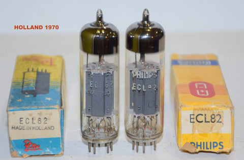 (!!!) (Recommended Pair) ECL82=6BM8 Pope and Philips Holland made in Belgium NOS 1970 (2.2/2.3ma and 28/31ma)