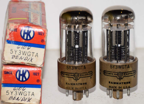 (!!!) (Best Value Pair) 6106 Bendix 1950's rebranded 5Y3WGTA Heintz & Kaufman NOS (63/40 and 66/40 x 2 tubes)