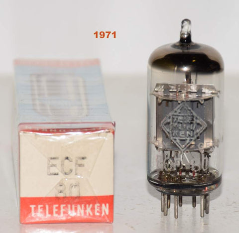 (!!!!!) (Best Overall Single #2) ECF80=6BL8 Telefunken Germany NOS 1971 (13.2/9.8ma) (best sound)