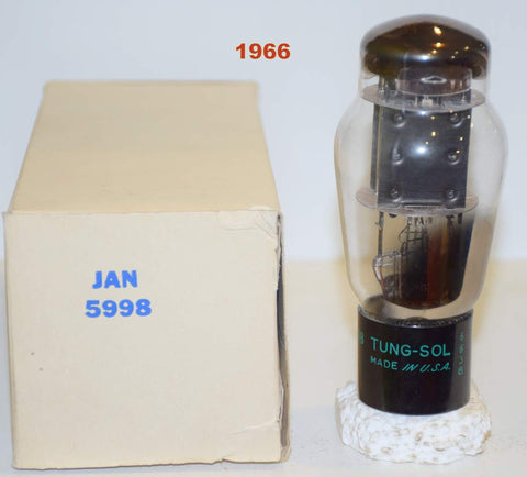 (!!!!) (Best Overall Single) JAN-5998 Tungsol black plates top and side getter NOS 1966 (124ma and 119ma) (Close Gm)